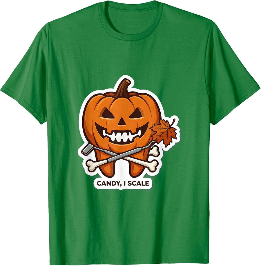 Men's Candy I Scale Funny Dental Hygienist Halloween Fall Humor T-Shirt - Kelly Green