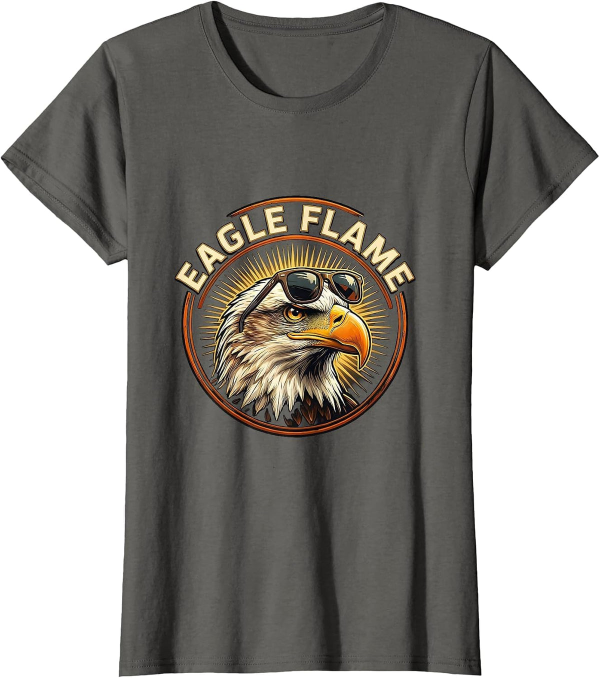 Women's Eagle Flame Playful Bald Eagle Wildlife Lover Pride Kids T-Shirt - Asphalt Grey