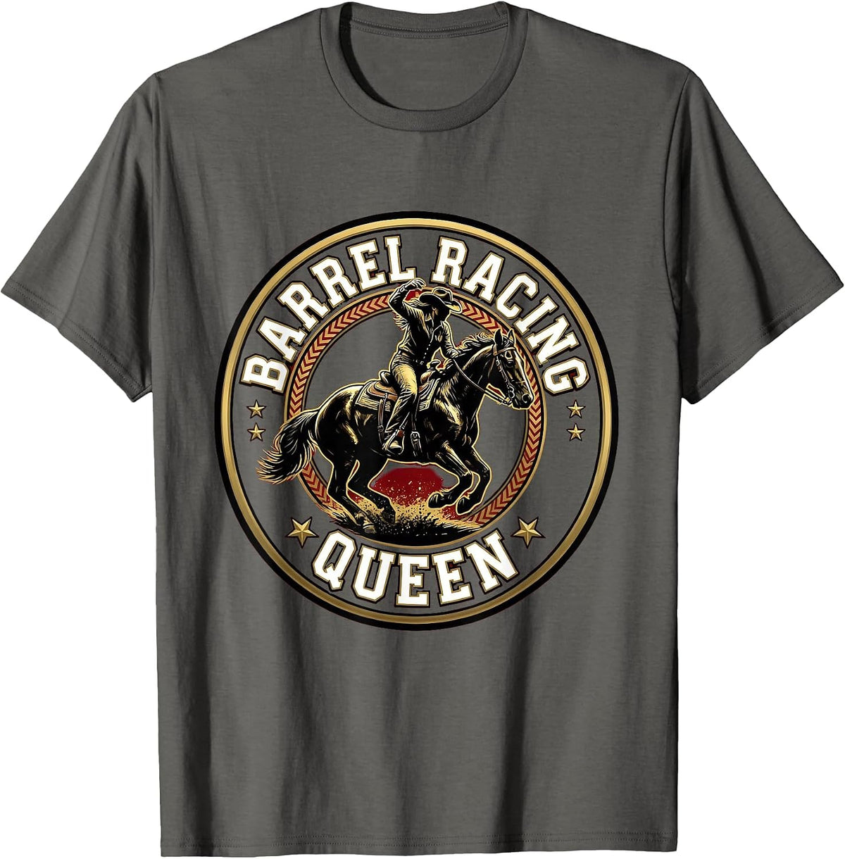 Barrel Racing Queen Cowgirl Design For Women T-Shirt - Asphalt Grey
