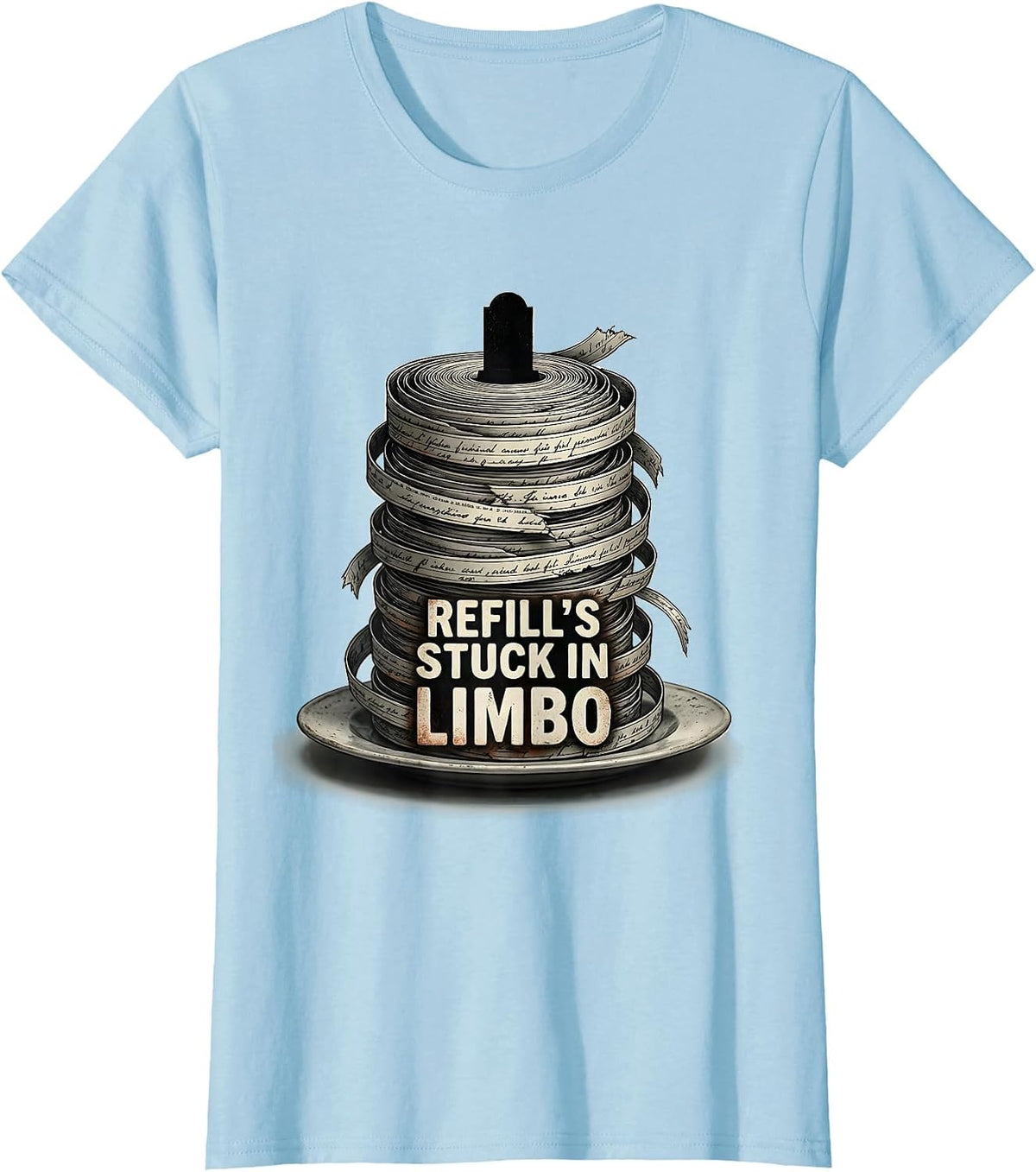 Refill's Stuck In Limbo Funny Pharmacy Halloween Pharmacist T-Shirt - Baby Blue