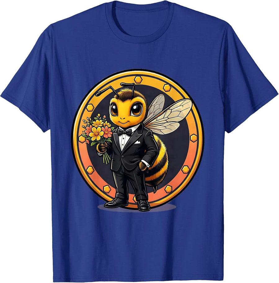Rizz Em With The Tism Dapper Bee Bouquet T-Shirt - Royal Blue