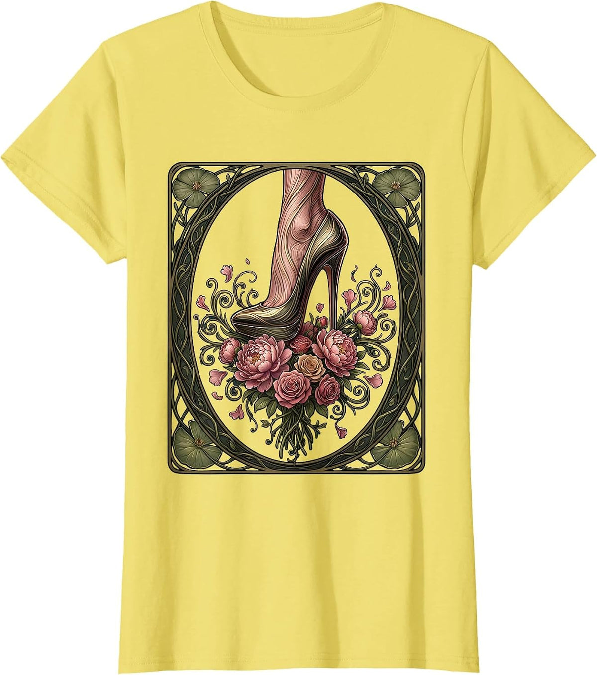 Stiletto Heel Crushing Bouquet Gigi Graphic T-Shirt - Lemon Yellow