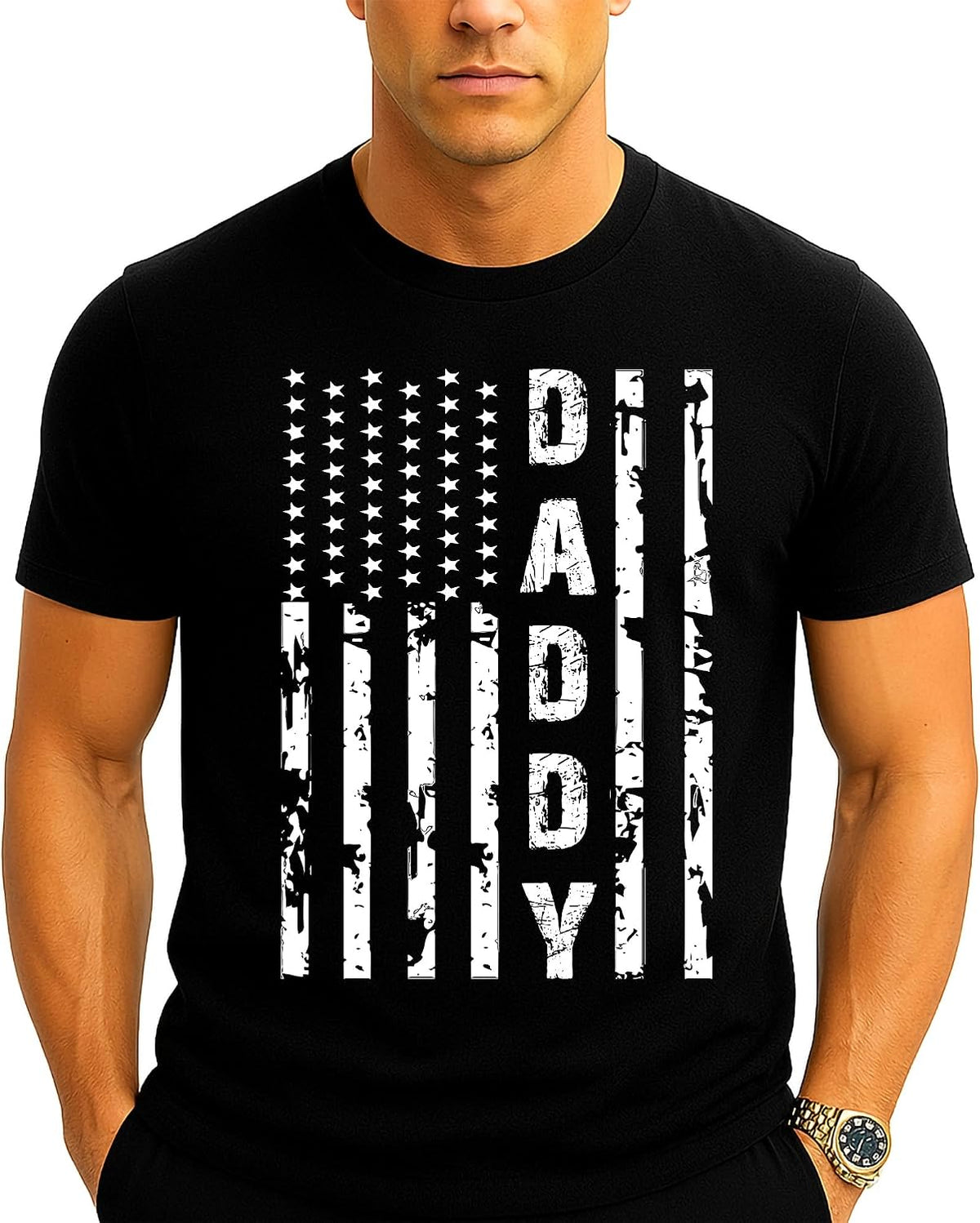 Kropsis Daddy American Flag Men's T-Shirt - Black