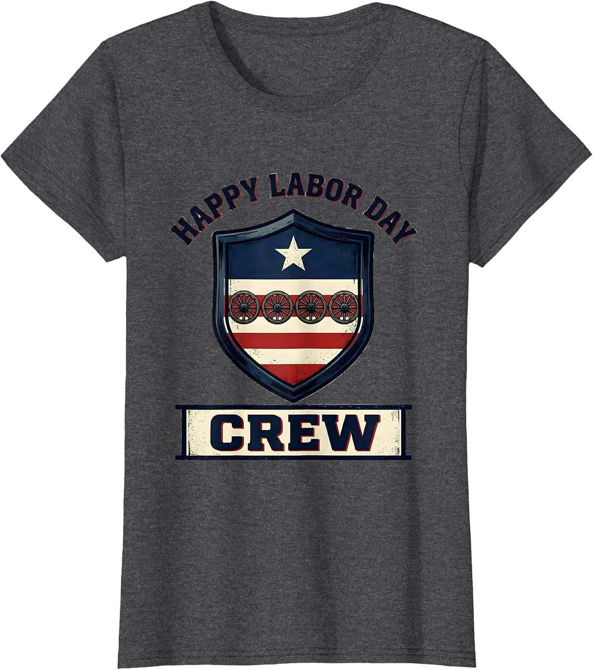 Women's Happy Labor Day Crew Patriotic Americana Labor Day Gift T-Shirt - Dark Heather Grey