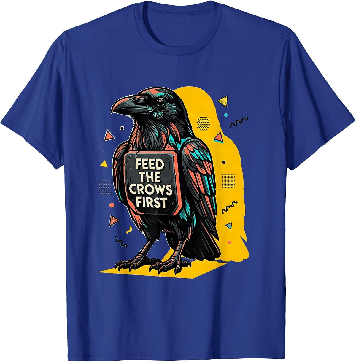 Men's Feed the Crows First Dark Crow Graphic Design T-Shirt - Royal Blue
