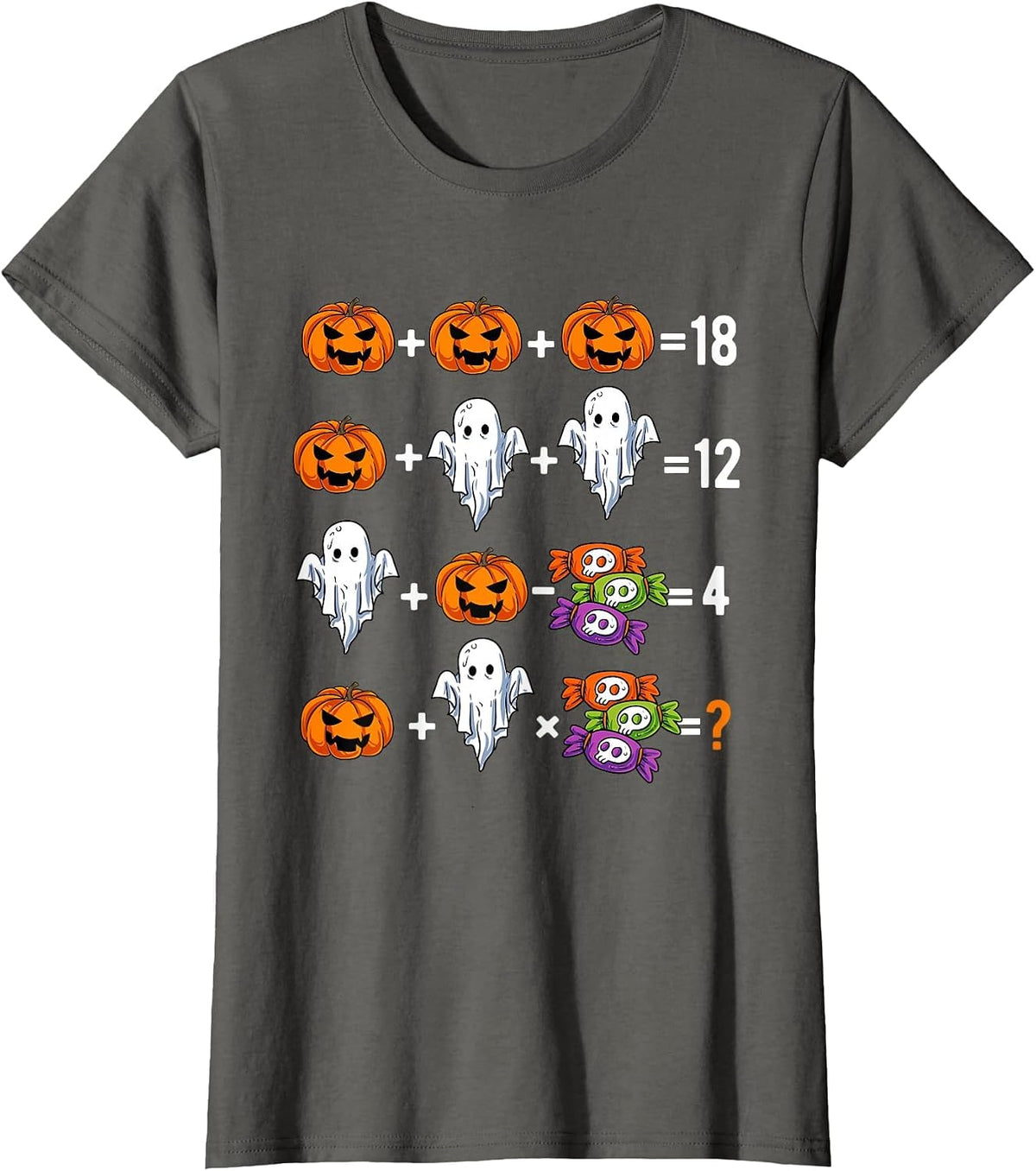 Math Teacher Humor Halloween Quiz Order of Operations T-Shirt - Asphalt Grey