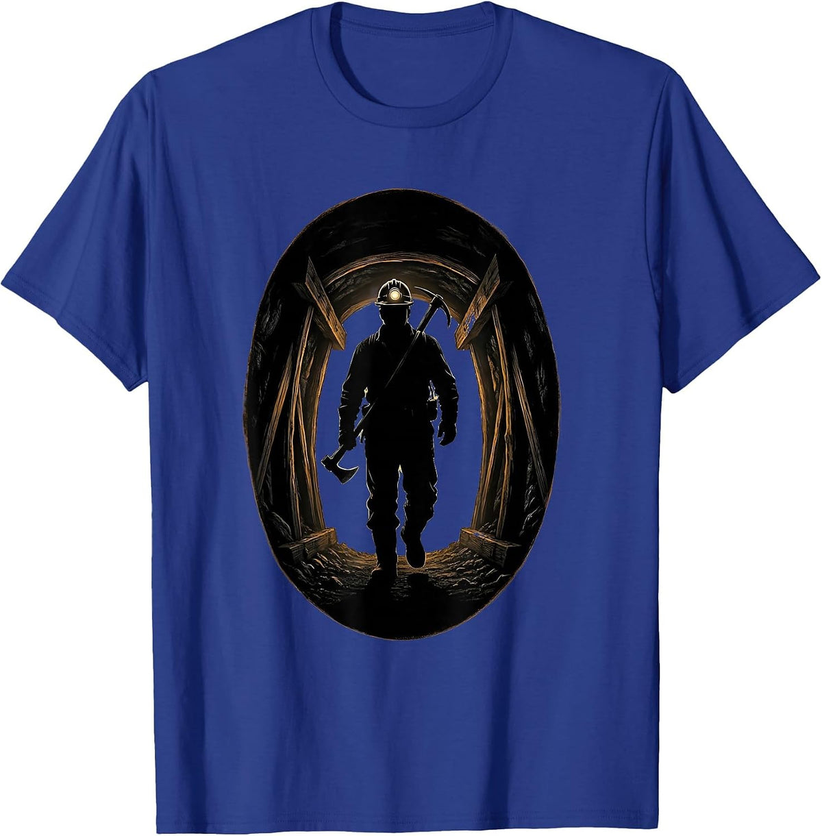 Labor Day Coal Miner Tunnel Emergence Graphic T-Shirt - Royal Blue
