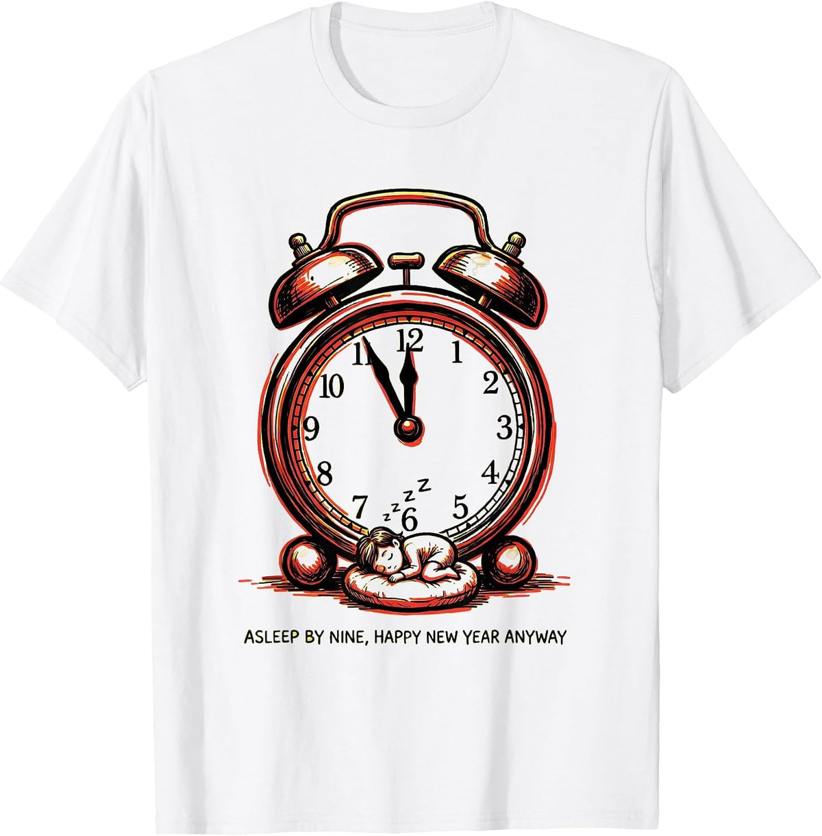 Men's Asleep By Nine Happy New Year Anyway Family Matching Cozy T-Shirt - White