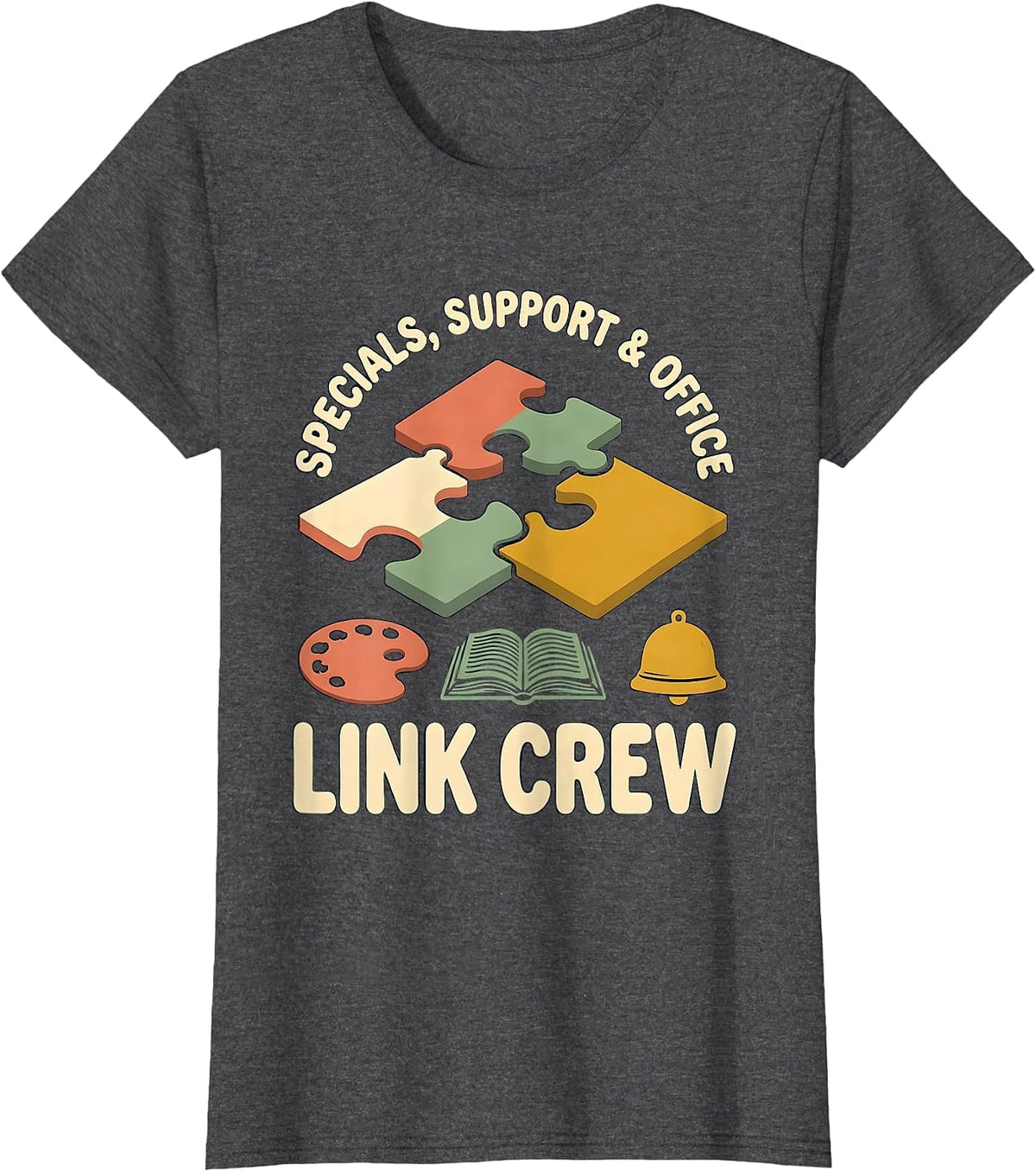 Women's Specials Support Office Link Crew Teacher Appreciation Back T-Shirt - Dark Heather Grey