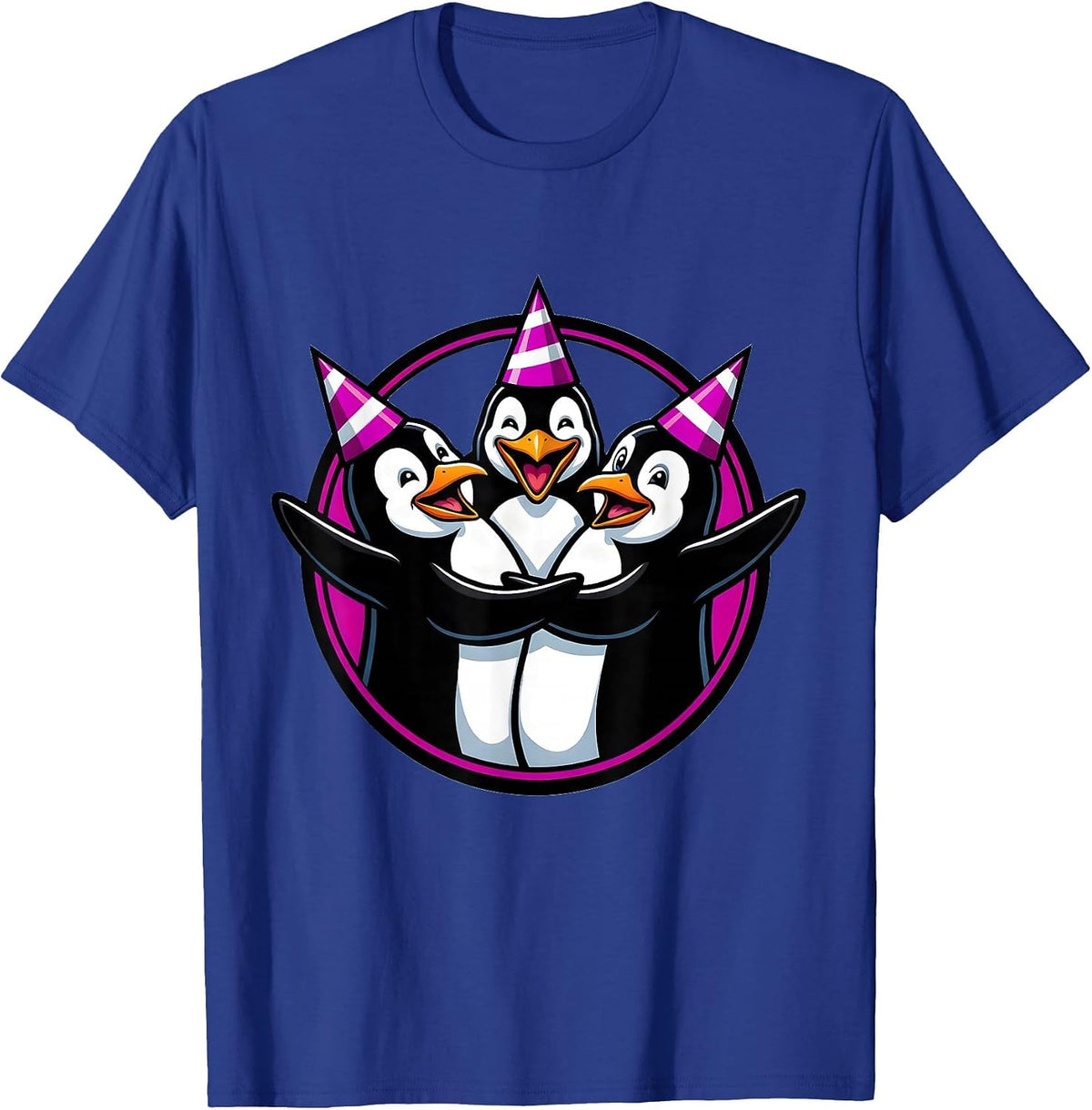 Birthday Squad Penguins Party Hats Celebration T-Shirt - Royal Blue