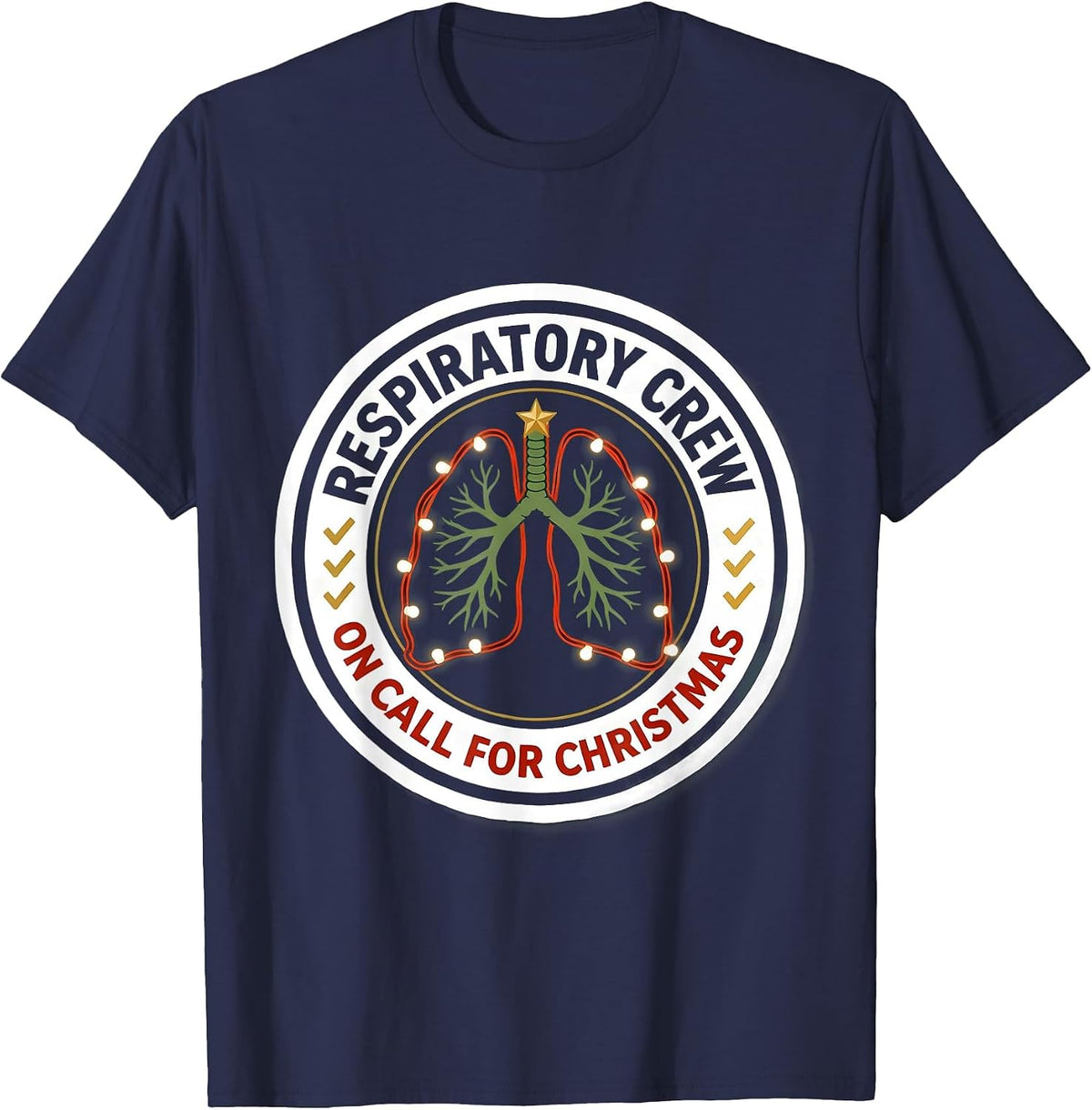 Respiratory Crew On Call For Christmas Respiratory Therapist T-Shirt - Navy Blue