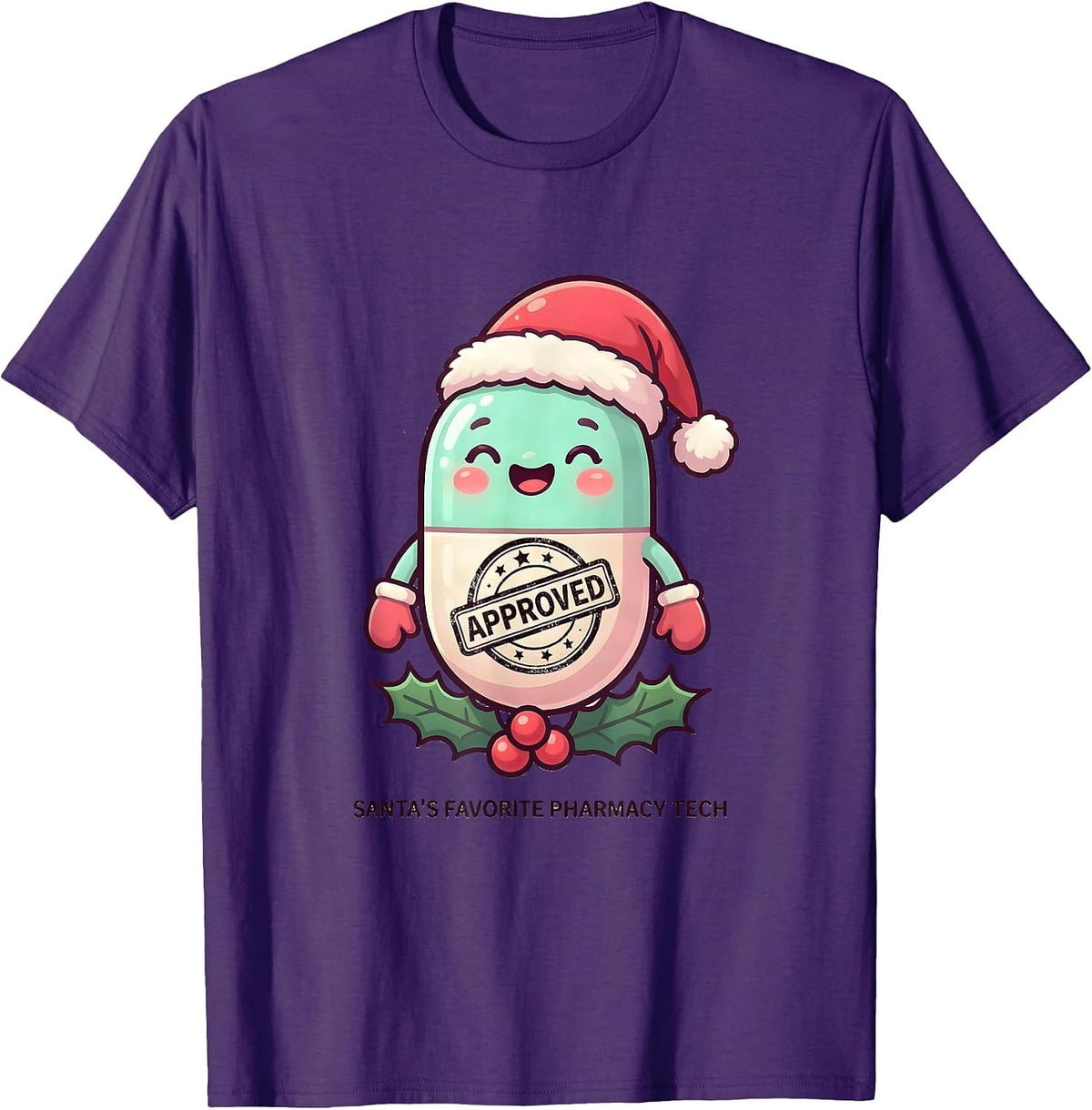 Men's Santa's Favorite Pharmacy Tech Cute Kawaii Christmas T-Shirt - Purple