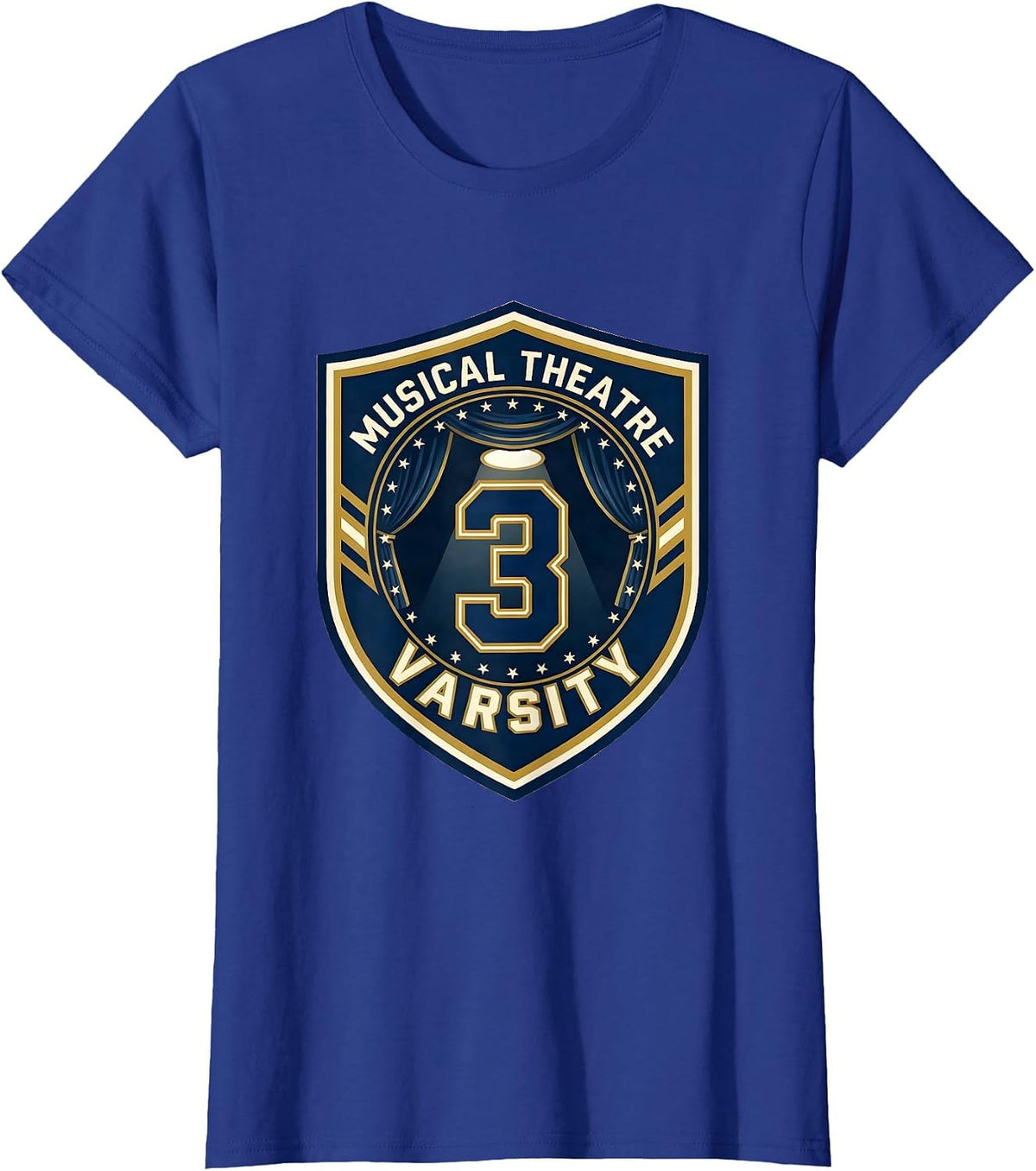 Women's Shield Varsity Badge Theater Kid Humor T-Shirt - Royal Blue