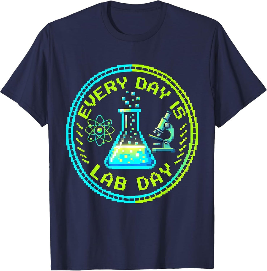 Every Day Is Lab Day Science Teacher Design T-Shirt - Navy Blue