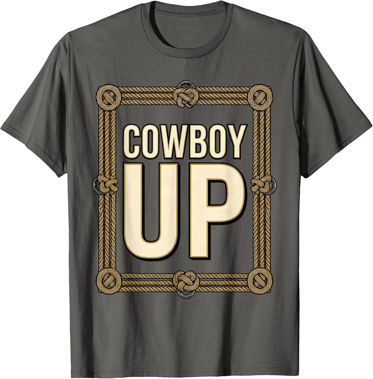 Men's Cowboy Up Western Rodeo Graphic Design T-Shirt - Asphalt Grey