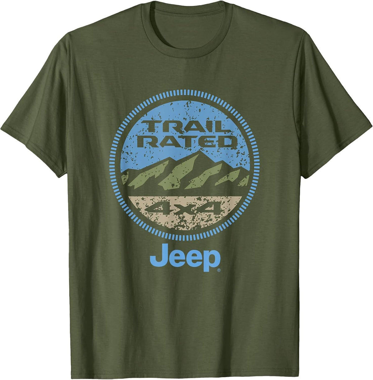 Jeep Trail Rated Badge | Jeep Off Road | Officially Licensed T-Shirt - Olive Green