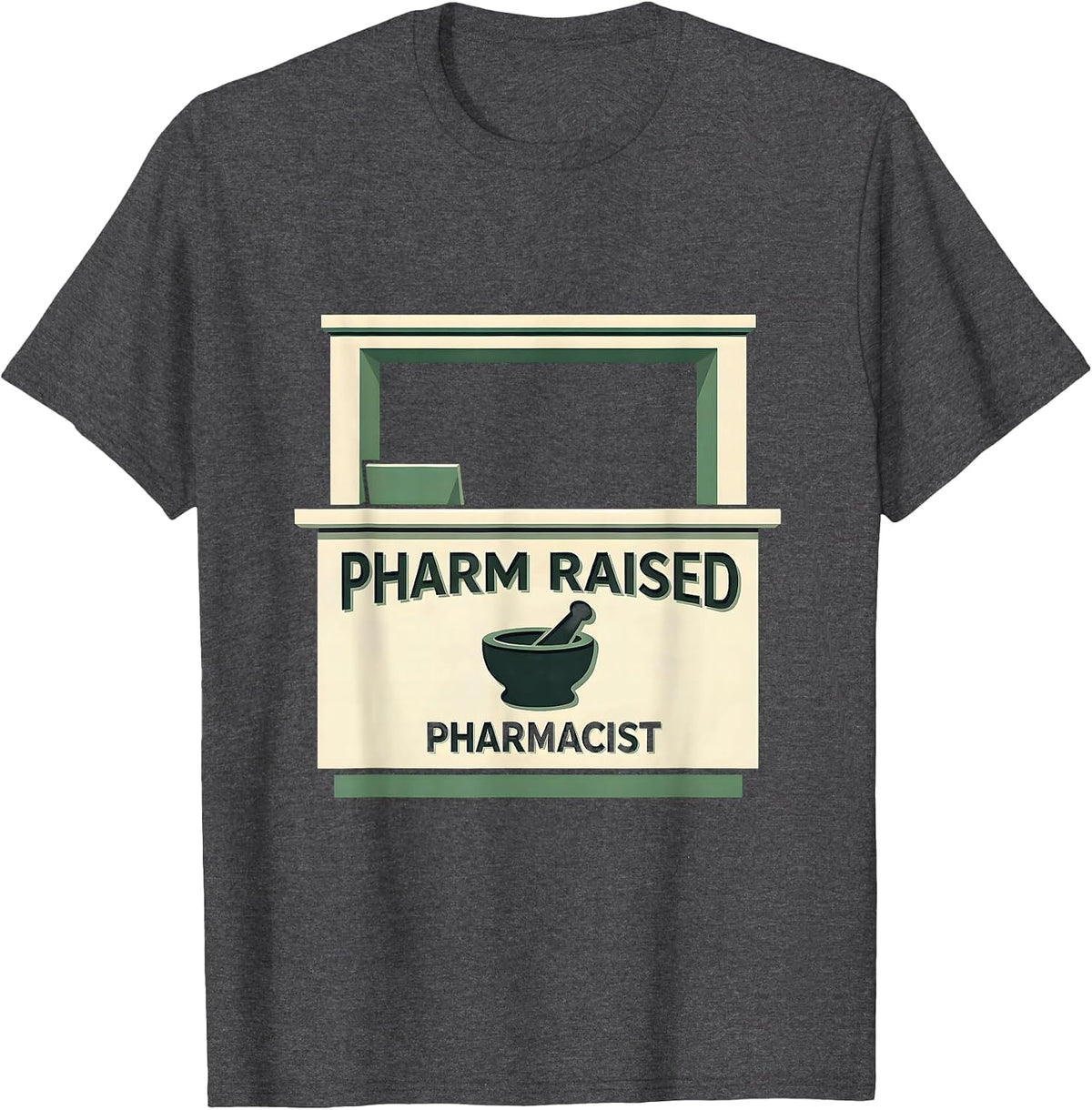 Men's Pharm Raised Pharmacist Funny Pharmacy Tech Crew Halloween T-Shirt - Dark Heather Grey