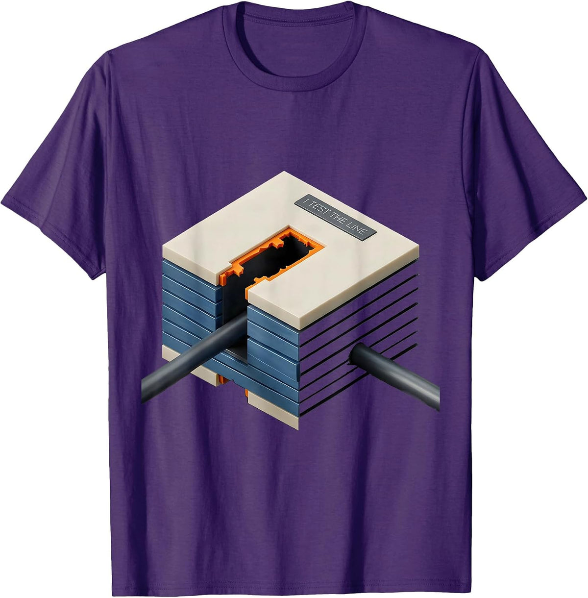 Men's I Test The Line Funny Electrician Skeleton Sarcastic Humor T-Shirt - Purple
