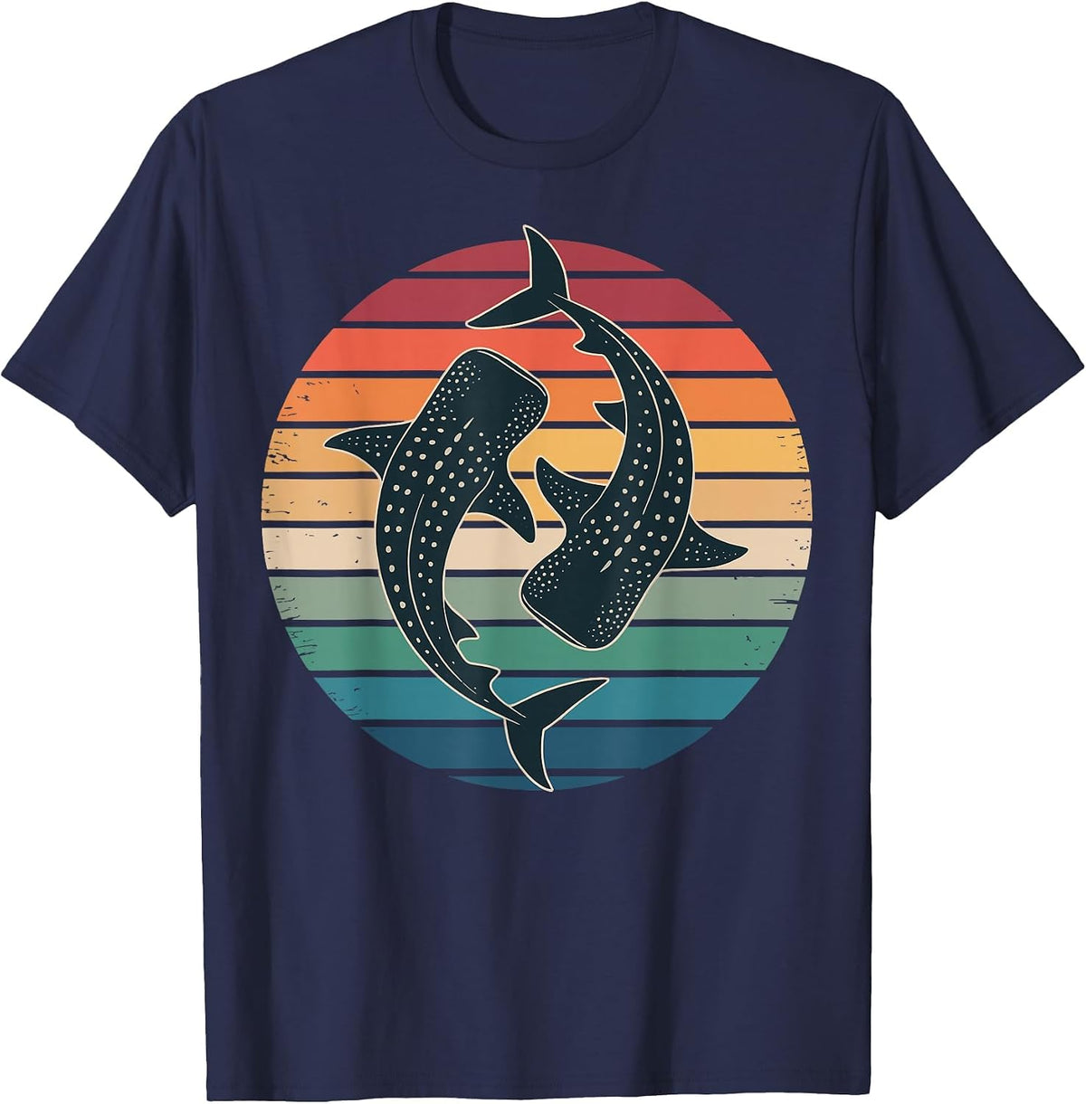 Whale Shark Retro T-Shirt - Navy Blue