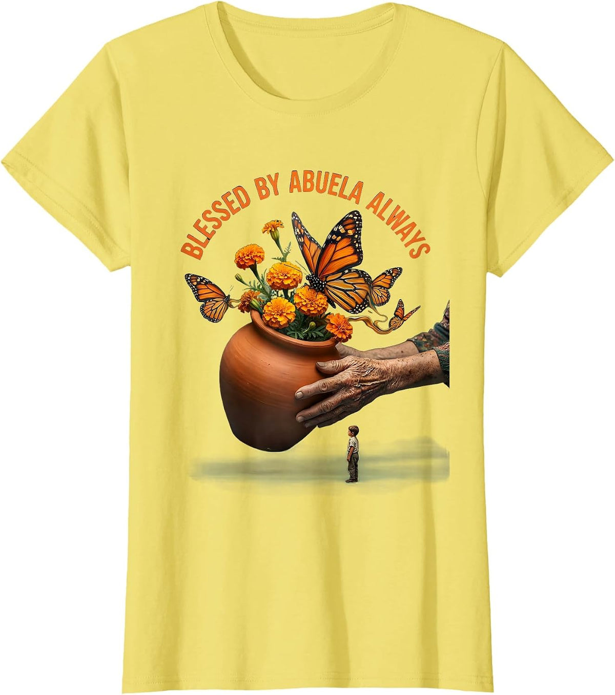 Blessed By Abuela Always Mexican Heritage Design T-Shirt - Lemon Yellow