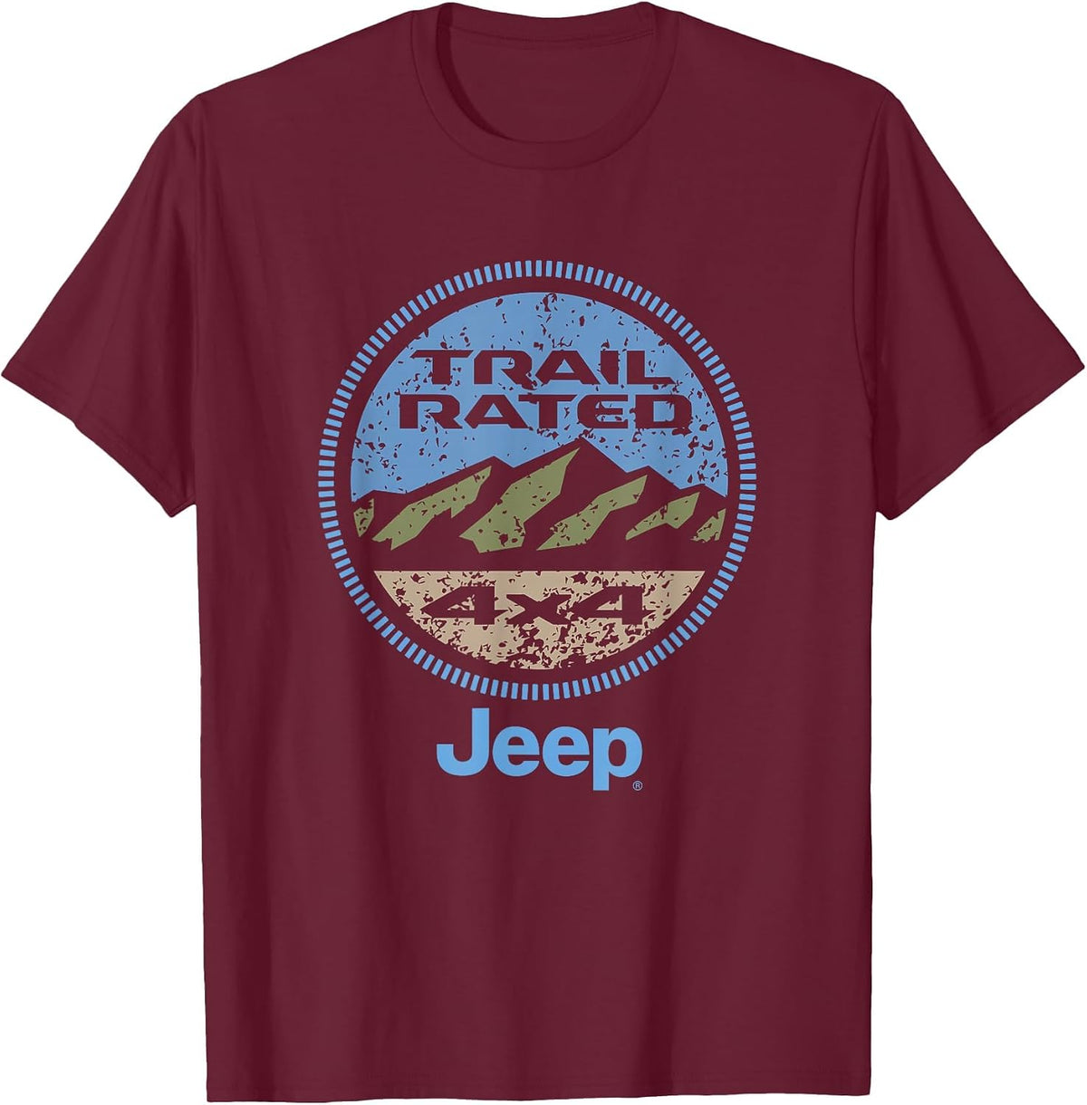 Jeep Trail Rated Badge | Jeep Off Road | Officially Licensed T-Shirt - Burgundy