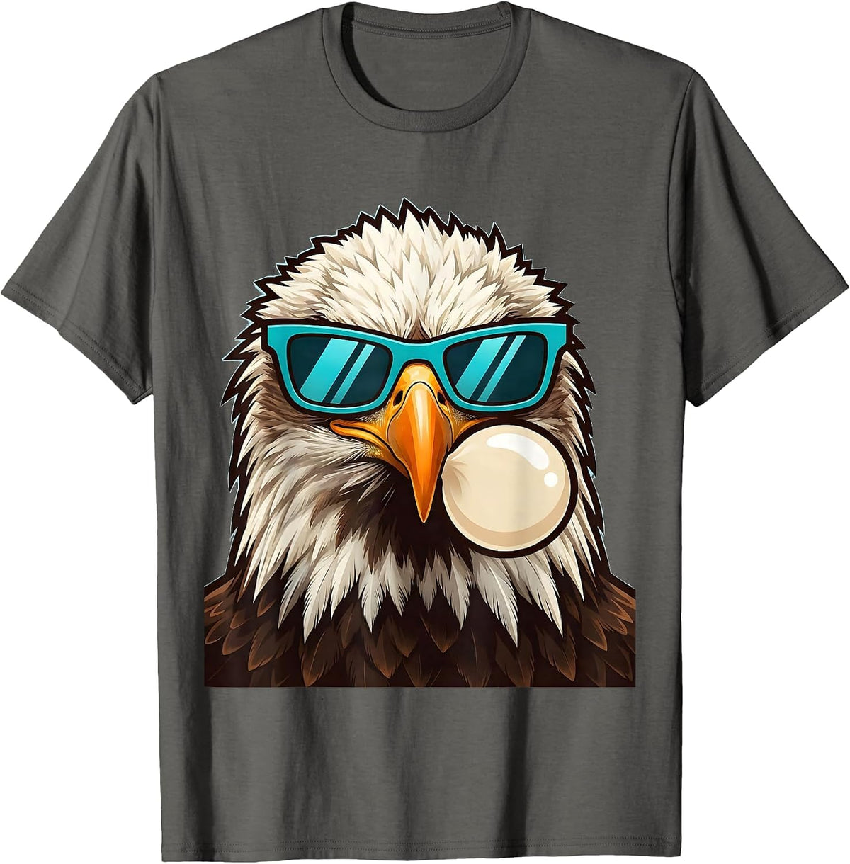 Men's Bald Eagle Mascot Sunglasses Eagle Lover Humor T-Shirt - Asphalt Grey
