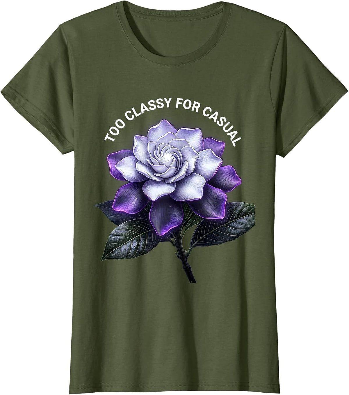 Women's Too Classy For Casual Tuxedo Graphic Design T-Shirt - Olive Green