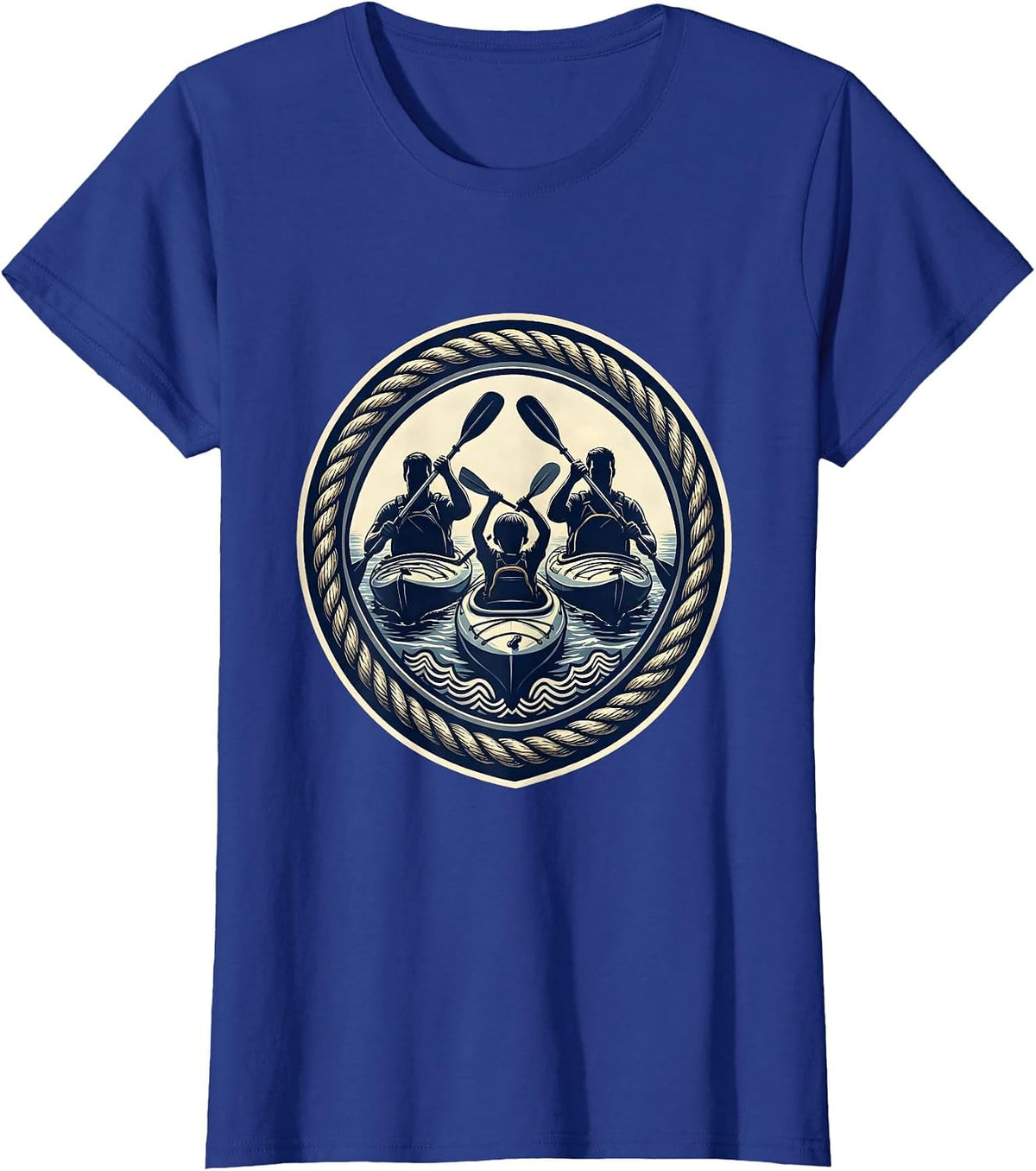 Women's Family Kayaking Adventure Graphic Tee T-Shirt - Royal Blue