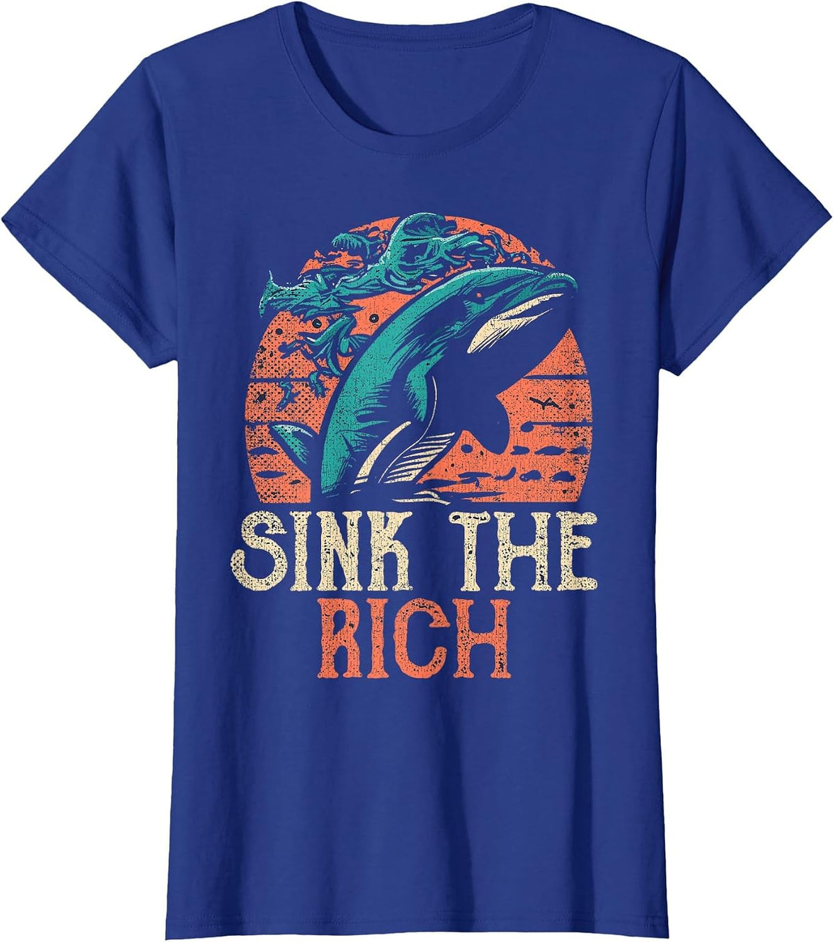 Sink The Rich Orca Killer Whales Against Billionaires T-Shirt - Royal Blue