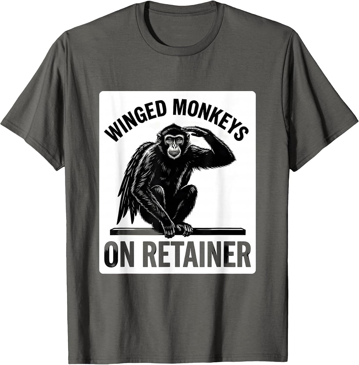 Men's Winged Monkeys On Retainer Silhouetted Wizard Of Oz Classic T-Shirt - Asphalt Grey