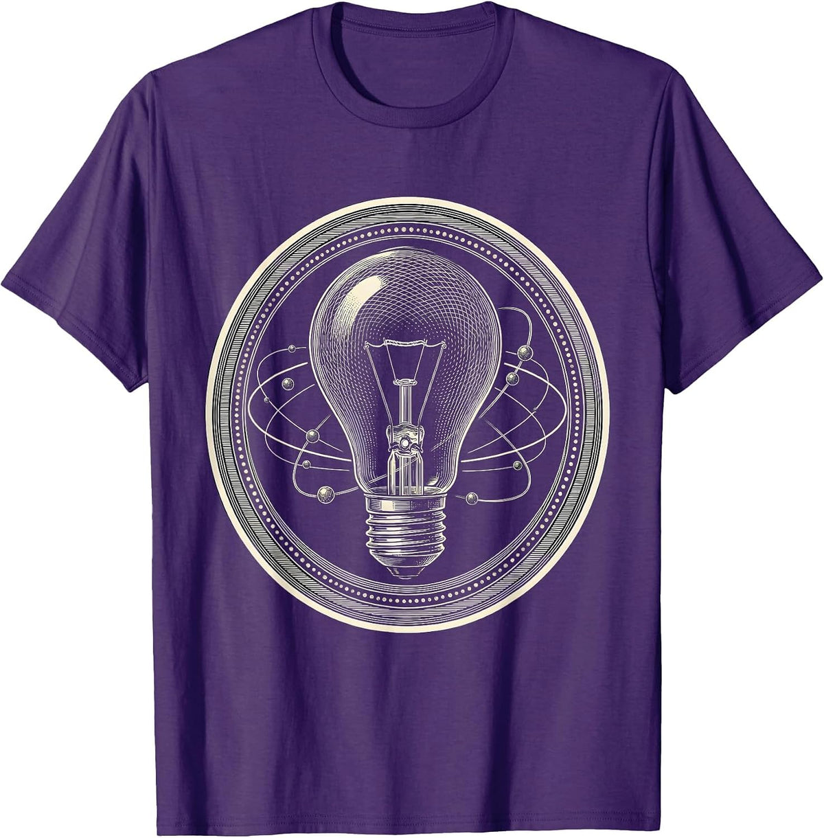Science Teacher Atom Lightbulb Illustration T-Shirt - Purple