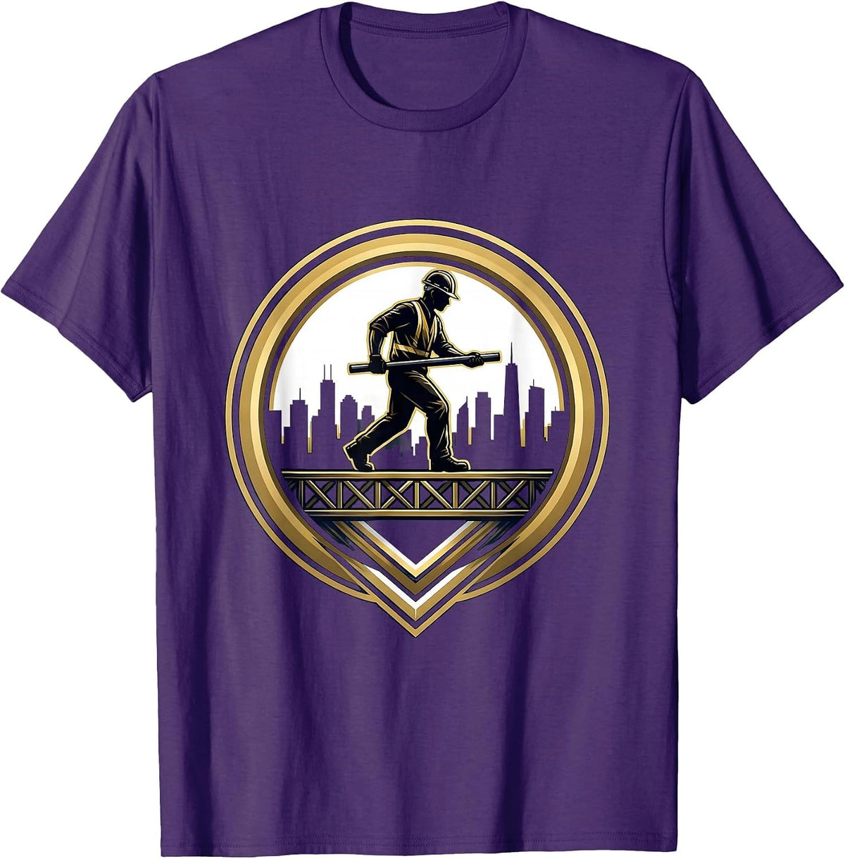 Iron Worker Steel Beam Labor Day Graphic T-Shirt - Purple