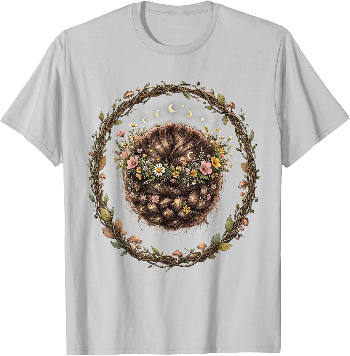 Men's Gigi Crown Braided Updo Graphic Tee T-Shirt - Silver Grey