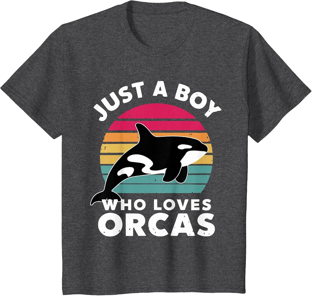 Just A Boy Who Loves Orcas T-Shirt - Dark Heather Grey