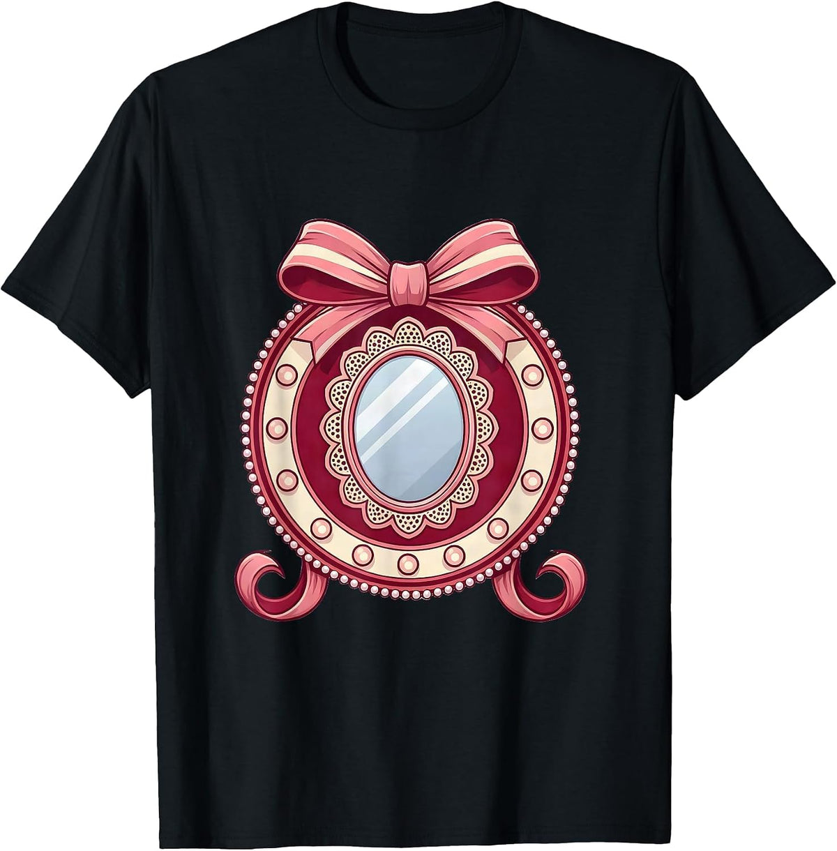 Men's Gigi Vanity Mirror Glowing Lightbulbs Illustration T-Shirt - Black