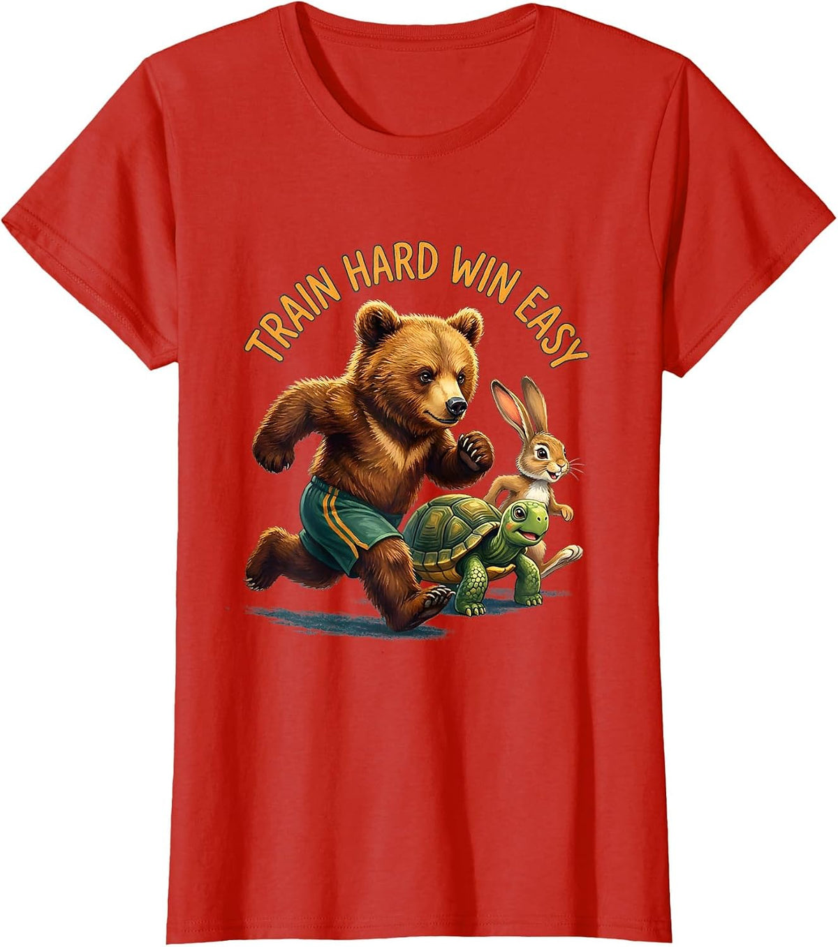 Train Hard Win Easy Sports Motivational Design T-Shirt - Red