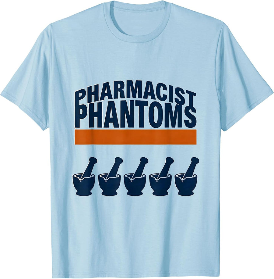 Men's Pharmacist Phantoms Sports Halloween Pharmacy Crew Halloween T-Shirt - Baby Blue