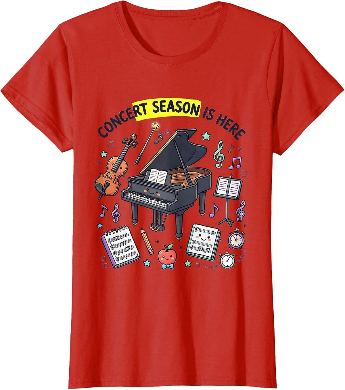 Concert Season Is Here Music Teacher Design T-Shirt - Red