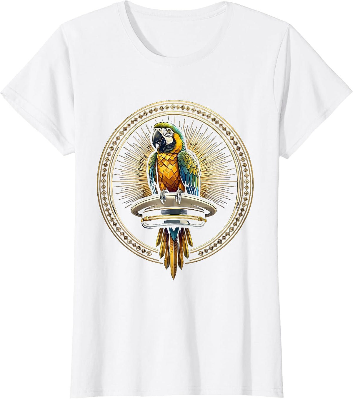 Women's Parrot on Captain's Hat Cruise Design T-Shirt - White