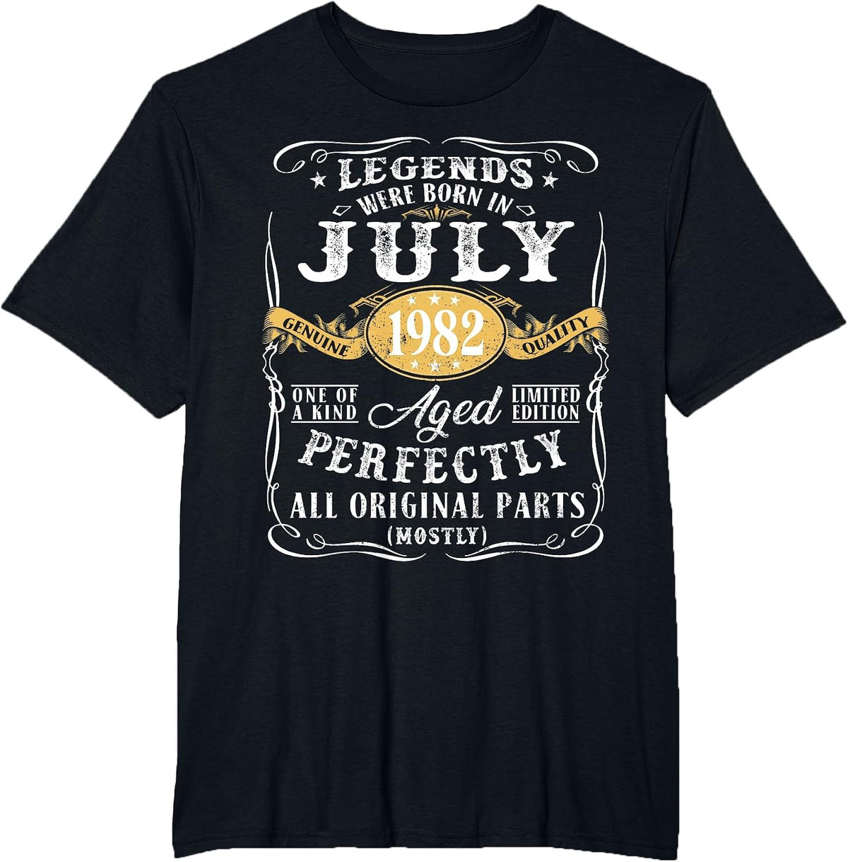 40th Birthday Decoration Legends were Born in July 1982 T-Shirt - Black