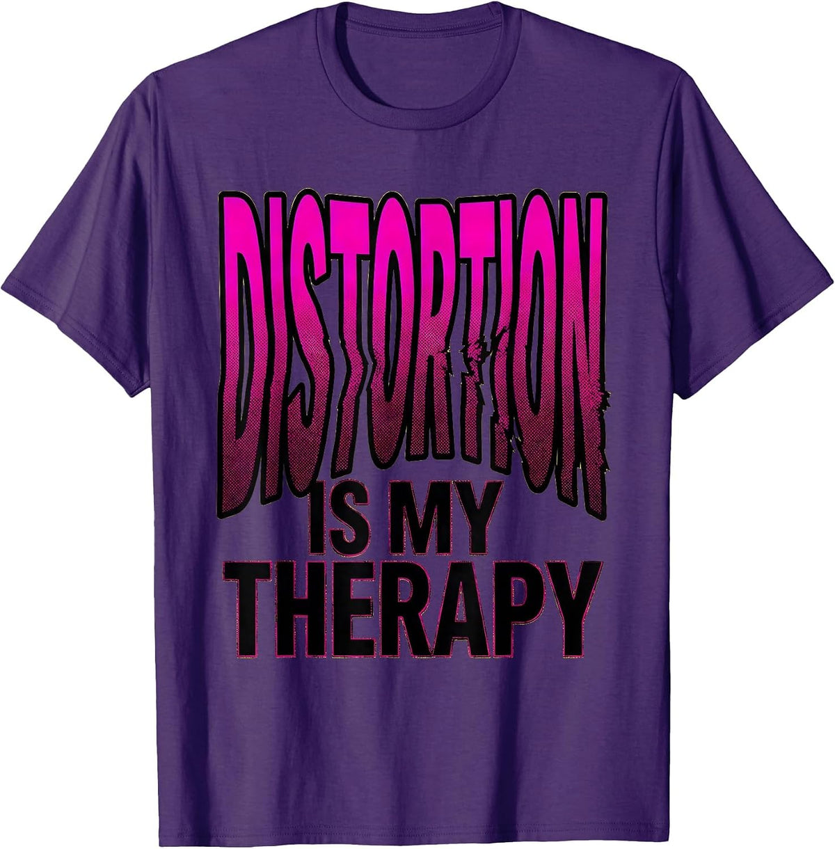 Distortion Is My Therapy Rock Music Design T-Shirt - Purple