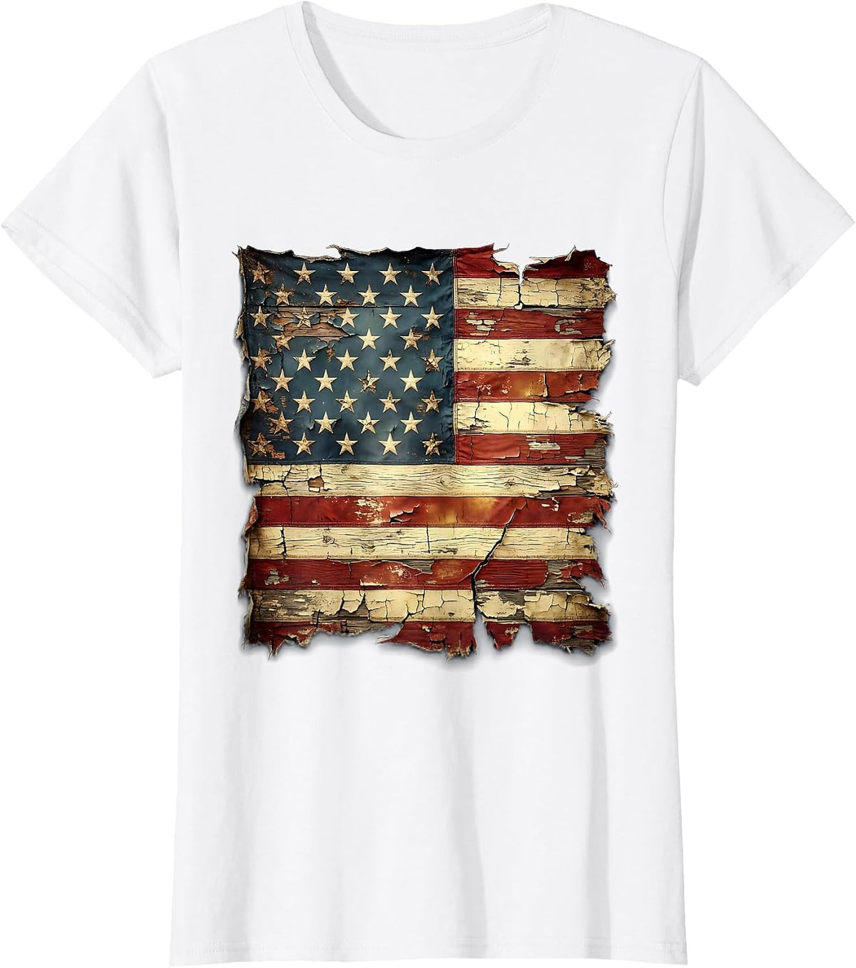 Patriotic Flexing Arm Flag Tattoo Sleeve Graphic T-Shirt - White