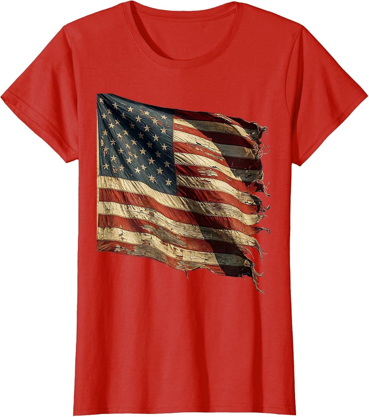 Veteran Saluting American Flag Patriotic Design T-Shirt - Red