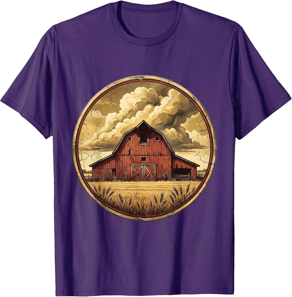 Men's Red Barn Stormy Sky Country Music Graphic T-Shirt - Purple