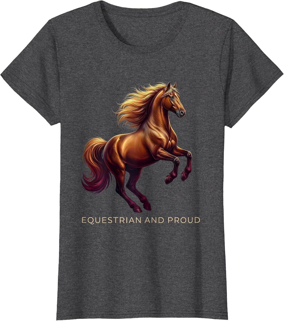 Women's Equestrian and Proud Horse Lover Design T-Shirt - Dark Heather Grey
