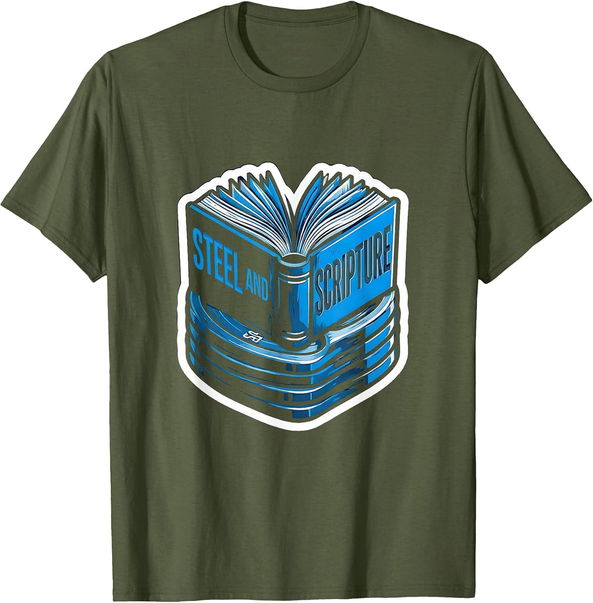 Steel And Scripture Faith Fitness Christian Gym Workout T-Shirt - Olive Green
