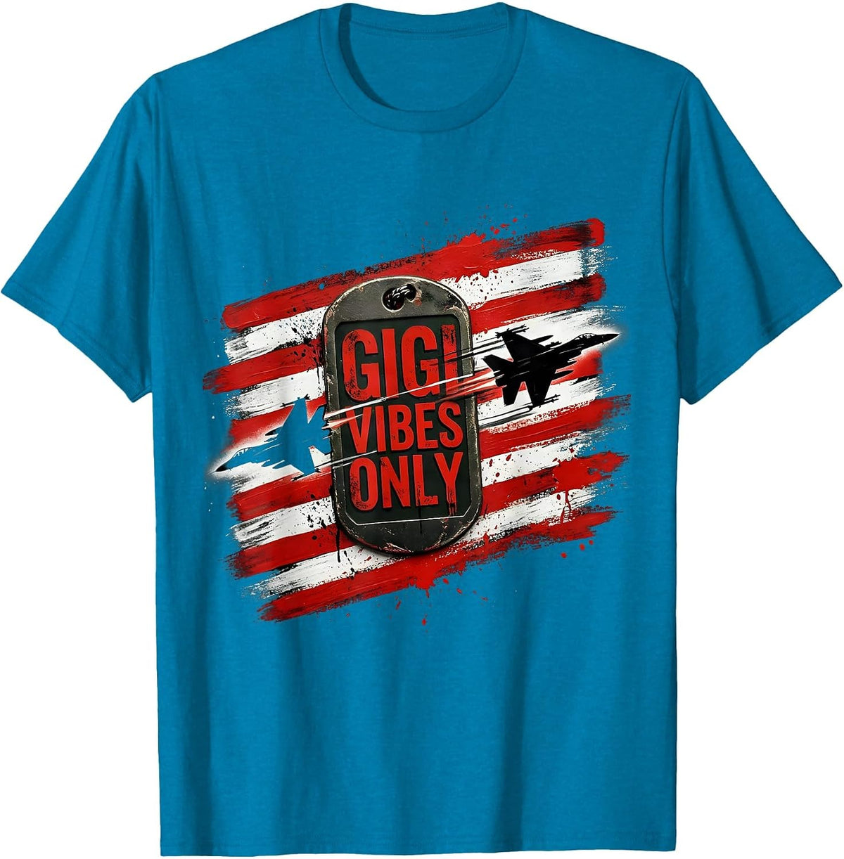 Gigi Vibes Only Grandma Life Design T-Shirt - Sapphire Blue