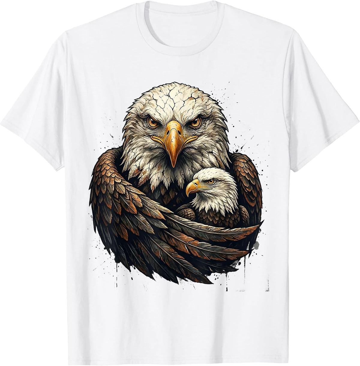 Men's Bald Eagle Family Vintage Distressed Mascot Pride T-Shirt - White
