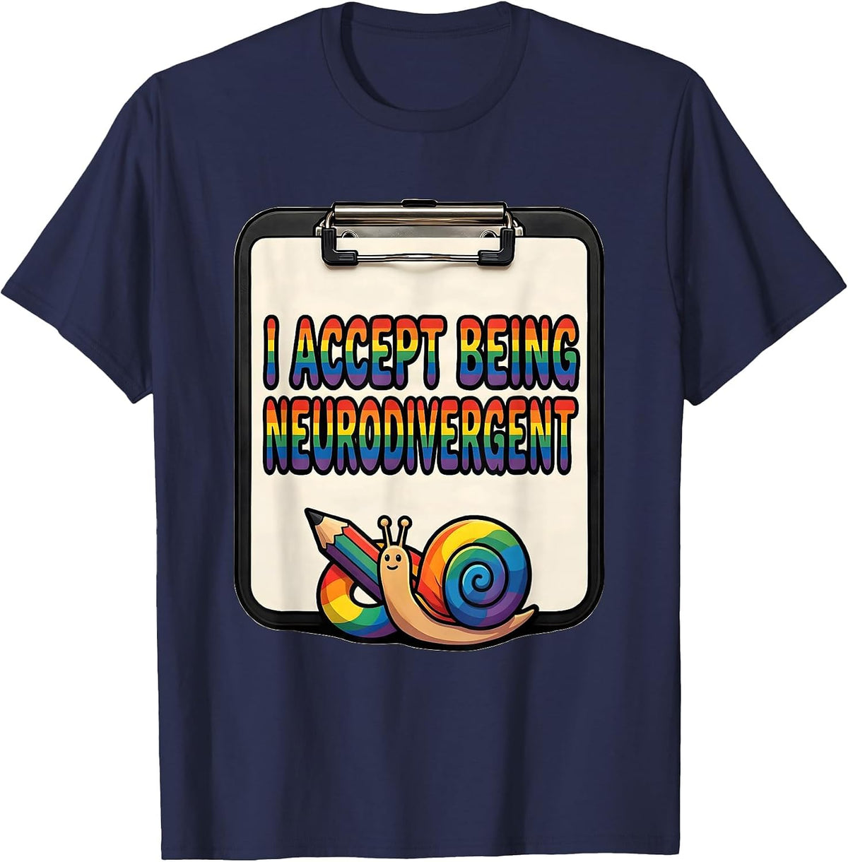 Men's I Accept Being Neurodivergent Funny Neurodiversity T-Shirt - Navy Blue