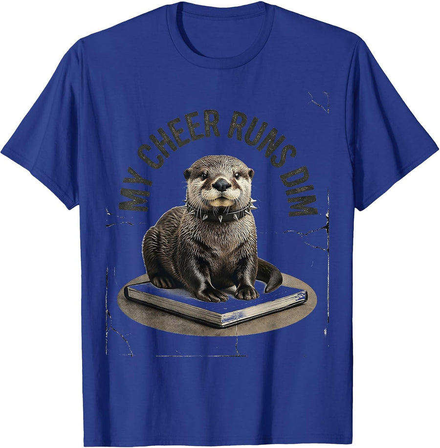 My Cheer Runs Dim Distressed Alt Y2K Grunge Graphic T-Shirt - Royal Blue
